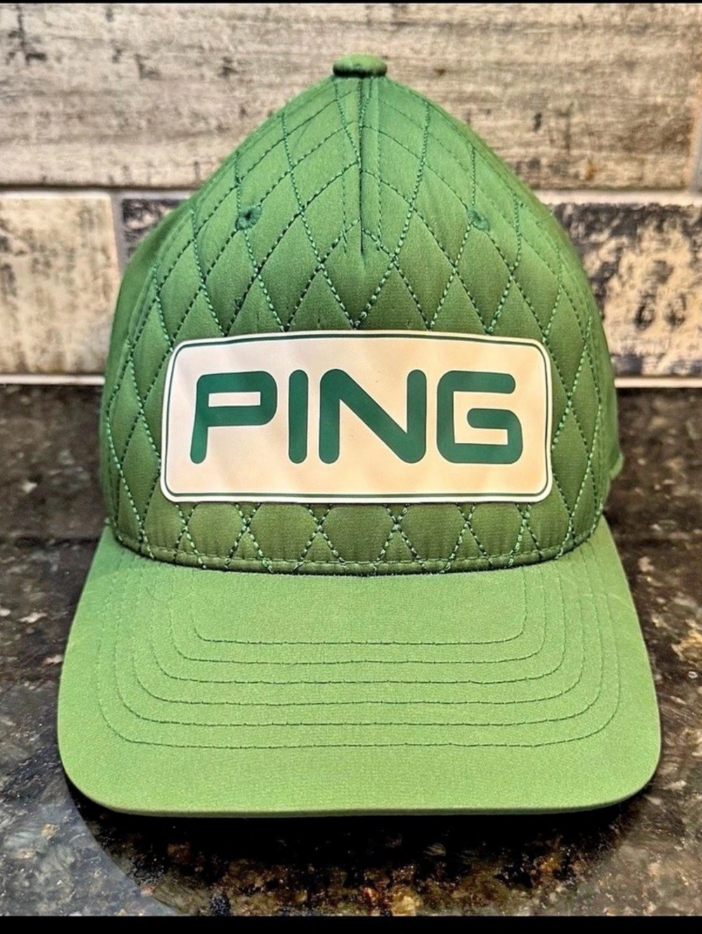 PING 110 One Ten Green Quilted Flexfit Golf Hat Like New